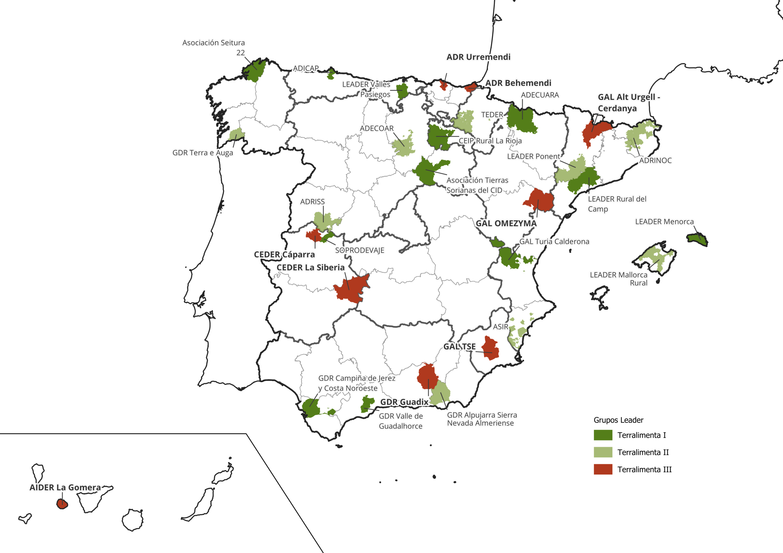 Mapa de proyectos que participan en Terralimenta