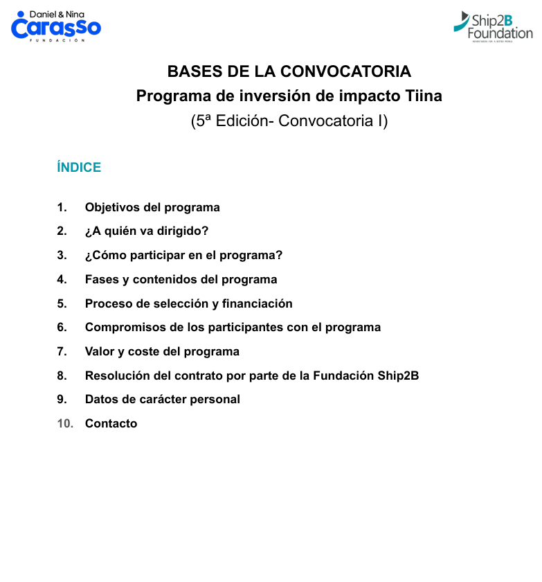Bases de la convocatoria de Tiina 2026
